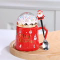Santa Claus Ceramic Mug Set by Axyaa: Festive Lid, Spoon, Perfect X'mas Gift