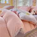Axyaa Milk Velvet Winter Queen Duvet Cover Set, Soft & Cozy Coral Fleece Quilt