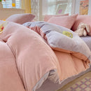 Axyaa Milk Velvet Winter Queen Duvet Cover Set, Soft & Cozy Coral Fleece Quilt