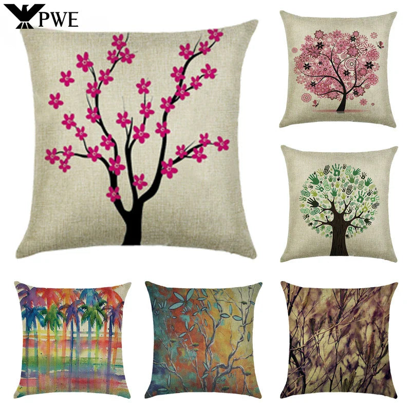 Axyaa Cartoon Pattern Linen Pillowcase - Home Sofa Decorative Cushion Cover