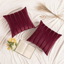 Axyaa Red Green Stripe Velvet Pillow Covers 30x50cm 45x45cm 50x50cm