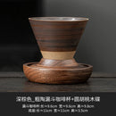 Axyaa Ceramic Funnel Coffee Cup with Walnut Base