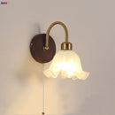 Axyaa Glass LED Wall Light with Pull Chain Switch for Bedroom Hallway