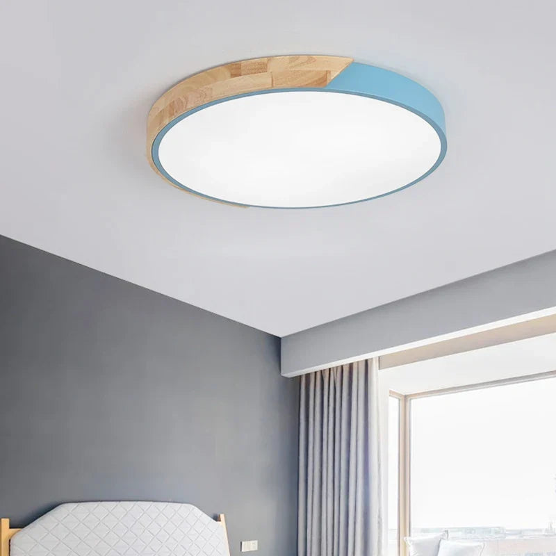 Axya LED Wood Round Ceiling Light for Modern Home Decor & Kids' Room