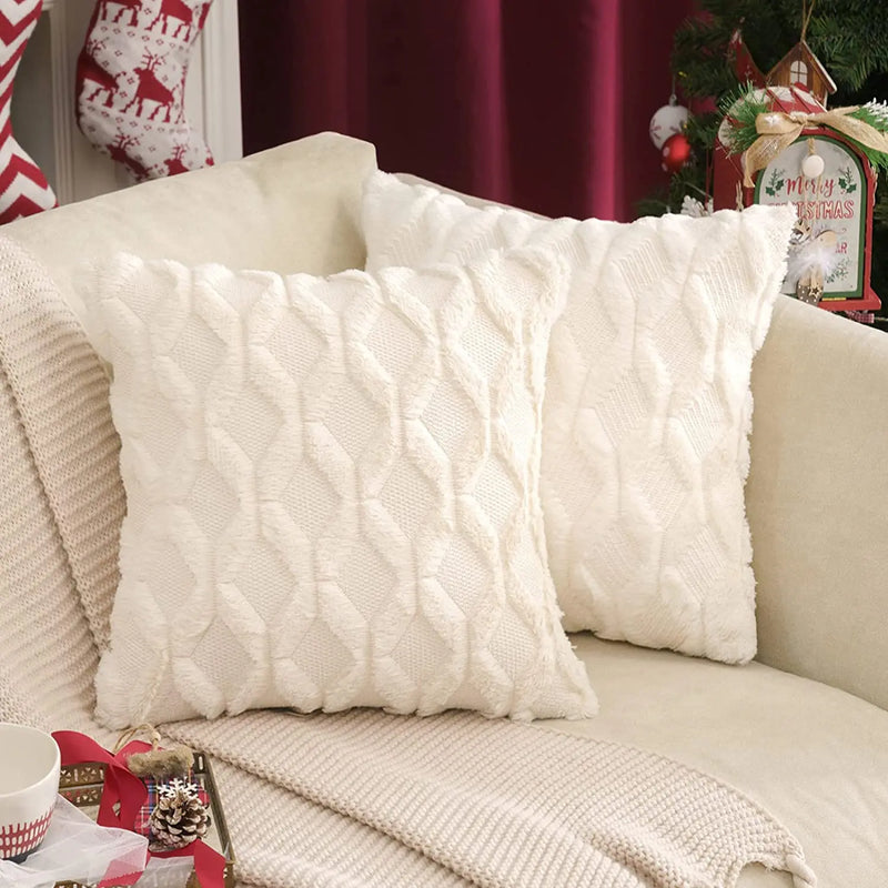 Axyaa Plush Pillow Cover 45x45cm Cozy Cushion for Home Living Room Sofa