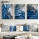 Blue Marble Abstract Canvas Art Print by Axyaa - Modern Nordic Wall Decor