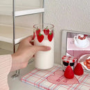 Axyaa Strawberry Glass Cup With Straw - Cute & Heat Resistant