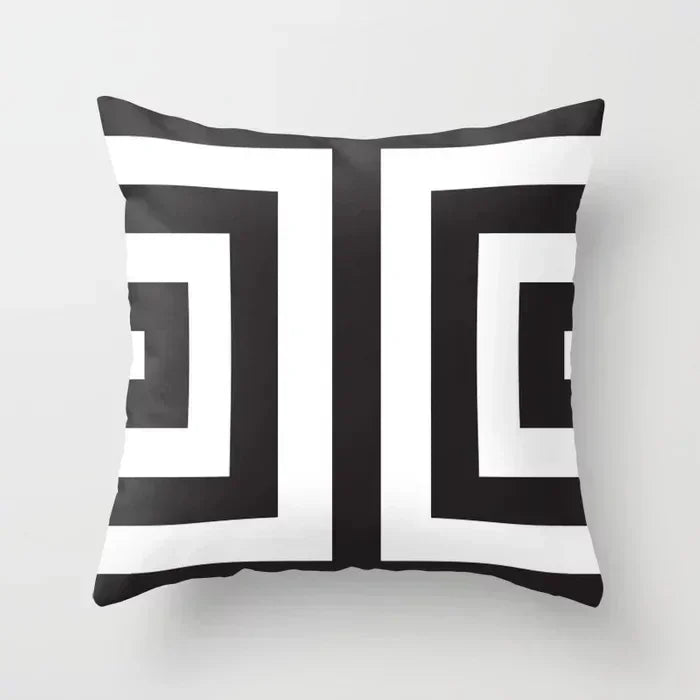 Geometric Black Yellow Cushion Covers - Axyaa Modern 18" Throw Pillow Case