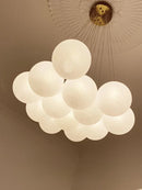 Axyaa White Glass Ball Chandelier Ceiling Modern Minimalist Hanging Lamp