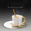 Axyaa European Moon Stars Ceramic Coffee Cup Saucer Office Tea Gift Home Decor