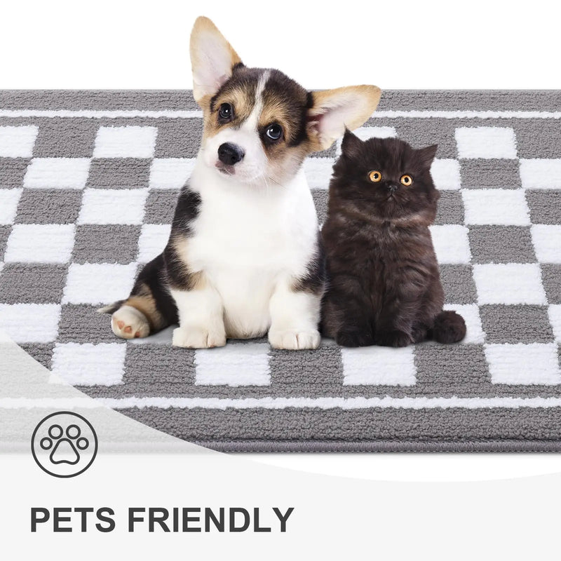 Axyaa Muddy Paws Lattice Indoor Absorbent Door Mat Grey 43x76