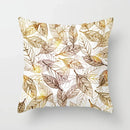 Axyaa Gold Leaf Polyester Cushion Cover - Decorative Sofa Pillow Cover