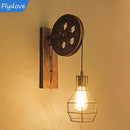 Axyaa Retro LED Wall Lamp with Adjustable Iron Pulley for Home Decor