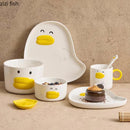 Axyaa Duck Ceramic Tableware Set - Shallow Plate, Soup Bowl, Seasoning Dish, Snack Plate