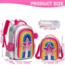 Axyaa Rainbow Girls Backpack Set: School, Travel, Laptop, Lunch Box, Pencil Case