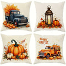 Axyaa Autumn Truck & Pumpkin Harvest Pillow Covers - Rustic Farmhouse Decor