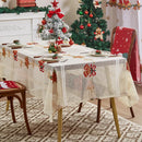 Axyaa Holiday Party Tablecloth Santa Claus Flower Print for New Year Christmas Décor