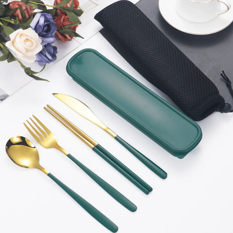 Axyaa Stainless Steel Tableware Set for Students on the Go