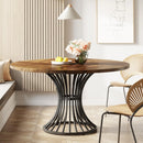 Axyaa 47-Inch Round Farmhouse Dining Table for 4-6 People, Industrial Kitchen Dinner Table