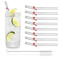 Axyaa Glass Straws Set with Christmas Design, 8-Pack with Cleaning Brush