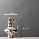 Axyaa Abstract Stripes Ceramic Vase with Artificial Flowers for Desk Decoration