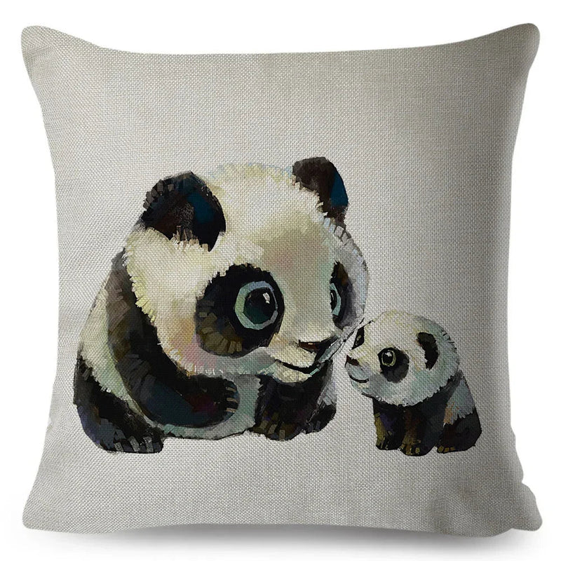Axyaa Watercolor Animal Pillowcase - Cute Cartoon Design for Living Room Sofa