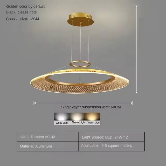 Axyaa Aluminum LED Pendant Lamp: Modern, Simple Design for Living & Dining Rooms