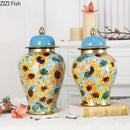 Axyaa Ceramic Tea Caddy Vase for Dried Flowers & Hydroponic Arrangements