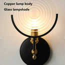 Axyaa Glass Lampshade Wall Sconce Black LED Lighting