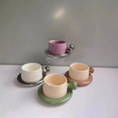 Axyaa Color-Block Ceramic Coffee Mug Set with Saucer - European Style, Breakfast Cups
