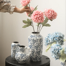 Axyaa Blue White Ceramic Vase Flower Arrangement Desktop Decorative Hydroponic Dried Flower Glass Vase