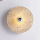 Axyaa Wabi Sabi LED Wall Lamp Circular Yellow Travertine Bedroom Bathroom Mirror Light