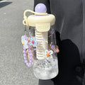 Axyaa Bow Flower Tea Glass w/ Straw Bottle, Cold Coffee Cup - Women's Drinkware