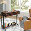 Axyaa Rolling Laptop Desk with Storage Drawers & Wheels - Portable Sofa Side Table