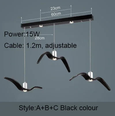 Axyaa Nordic Seagull Chandelier: Resin Brokis Night Birds Pendant Lamp