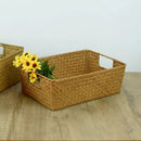 Axyaa Natural Rattan Storage Basket with Handles - Breathable & Sturdy Rectangle Display Box