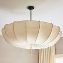 Axyaa White Nordic Cloth Umbrella Chandelier with LED Lighting