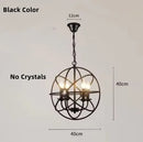 Axyaa Iron Chandelier with Crystals: Retro Loft Globe Lighting for Dining Room & Clothing Store