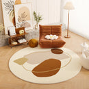 Axyaa Plush Retro Living Room Round Carpet: Soft Fluffy Rug for Bedroom & Cloakroom