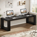 Axyaa Double Computer Desk, 86.6" Extra Long Wood Workstation