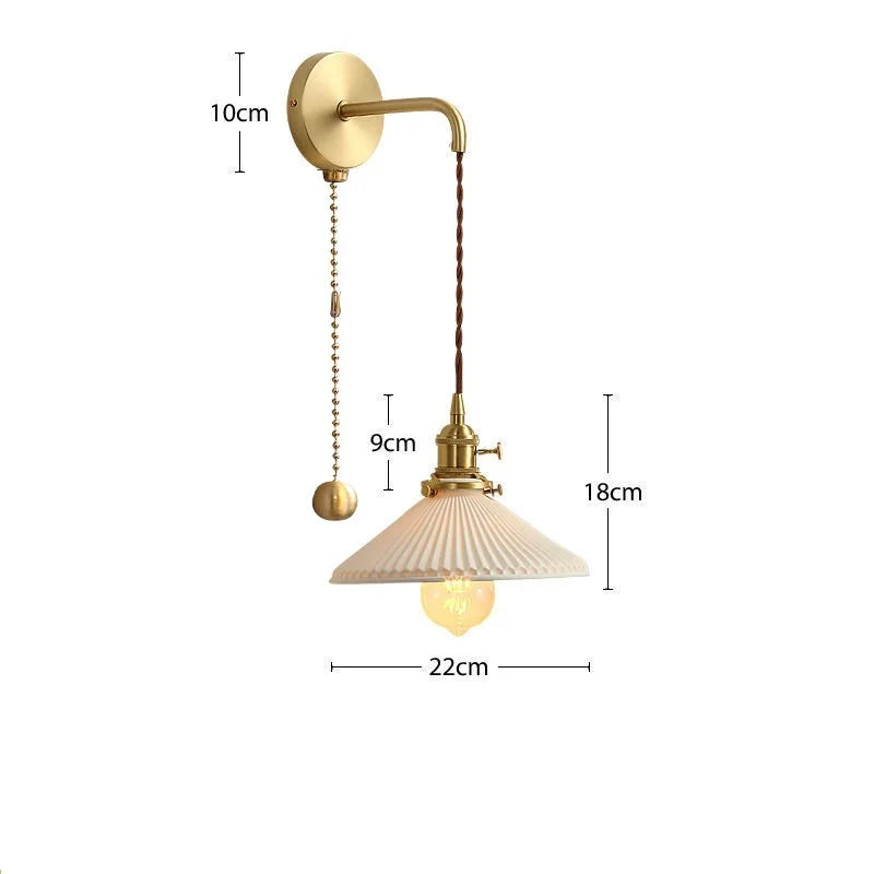 Axyaa Nordic LED Wall Light - Adjustable Copper Ceramic Fixture for Bedroom Living Room