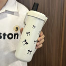Axyaa Kawaii Bow Stainless Steel 750ml Thermos Bottle with Straw Handle