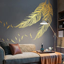 Axyaa Carved Feather Wall Stickers - Home Decor Self Adhesive Living Room Decals