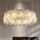 Axyaa Glass Crystal Chandelier: Modern Minimalist Luxury Pendant Light for Home Decor