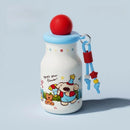 Axyaa Puppy Tumbler Stainless Steel Tea Coffee Bottle Cute Mini Thermos Kawaii Straw