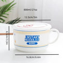 Axyaa Ceramic Ramen Bowl with Lid, Large Capacity Soup Bowl for Kitchen and Camping