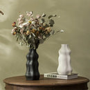 Axyaa Ceramic Face Vase Black White Grooves for Flower Arrangement Terrarium Decor