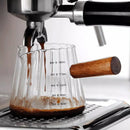 Axyaa 180ML Espresso Glass Cup with Wood Handle - Latte Art Mug & Milk Frothing Jug