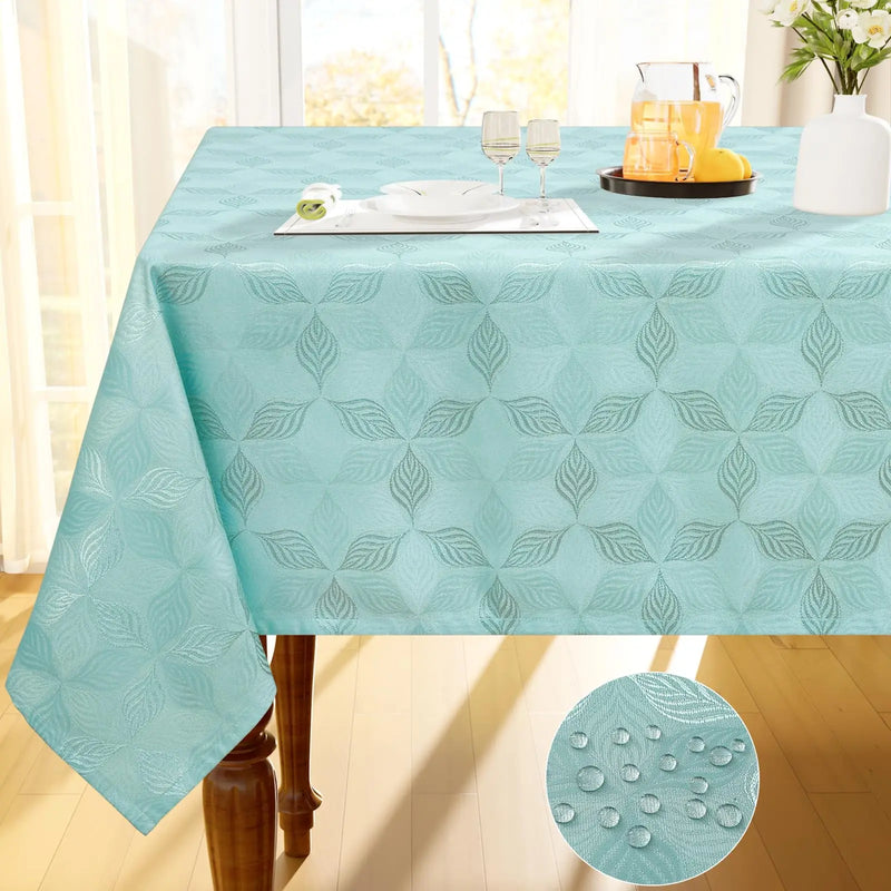 Axyaa Jacquard Leaf Flower Polyester Tablecloth Grey