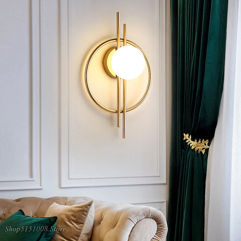 Axyaa Glass Ball LED Wall Lamp Modern Light Luxury for Living Room Bedroom